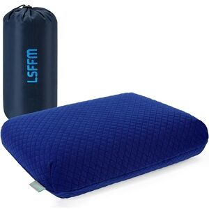 NWT Travel Pillow : Memory Foam Compact Foldable Camping Plane Backpacking Blue